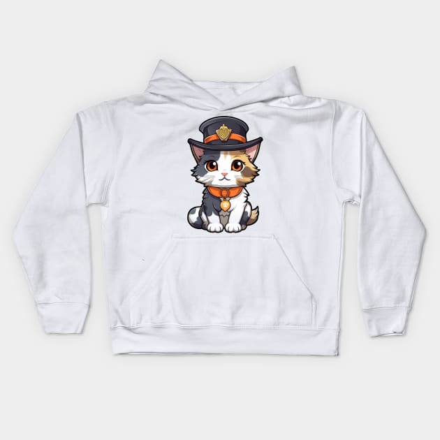 Cat Tama Super Station Master | Japan Cat Tama Kids Hoodie by AstroWolfStudio